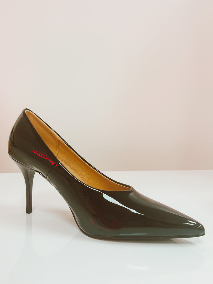 leather high heels