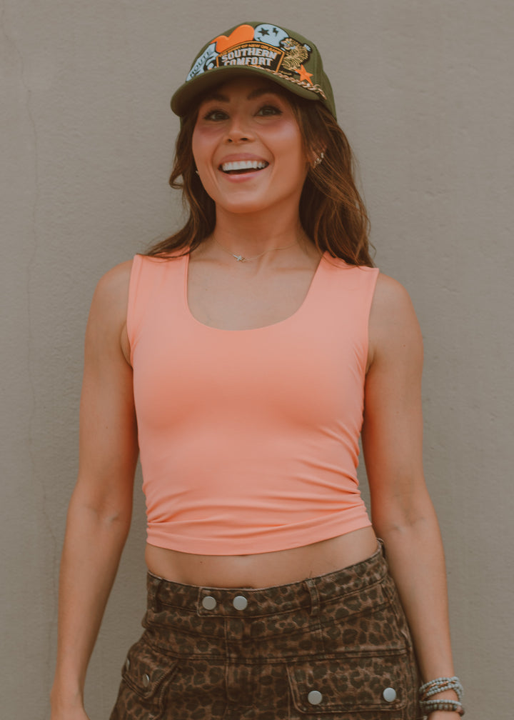 Peach Double Layered Seamless Tank