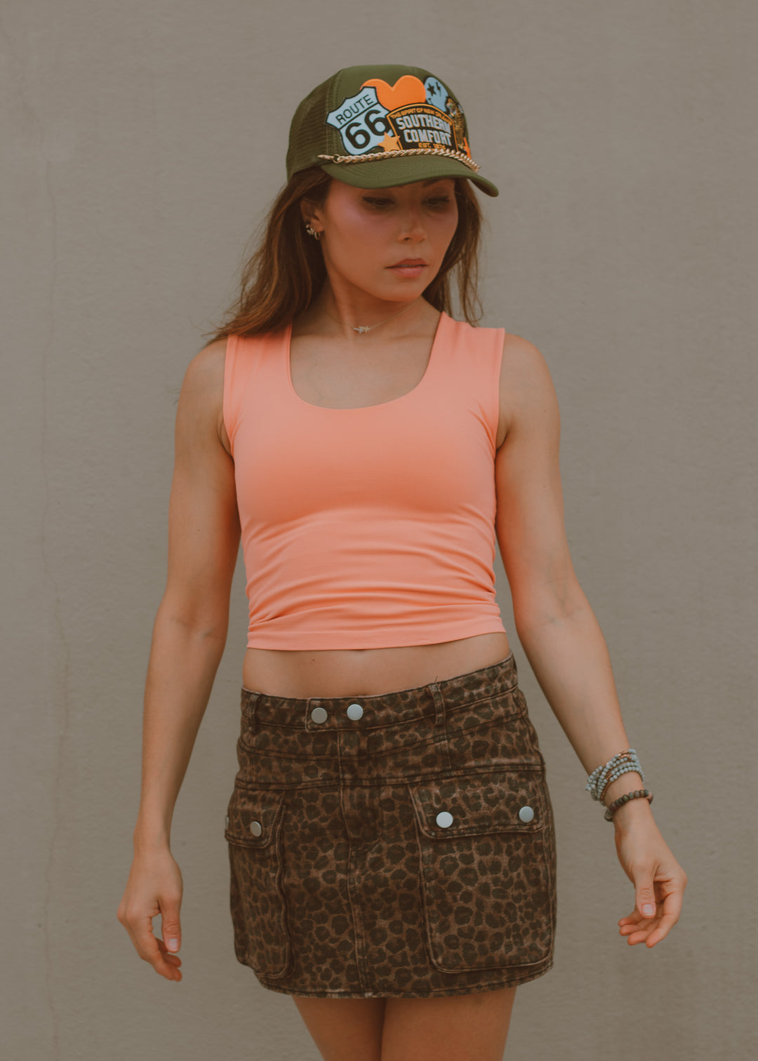 Peach Double Layered Seamless Tank