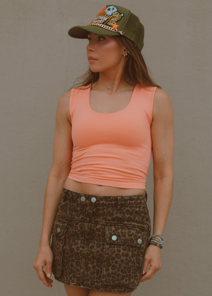 Peach Double Layered Seamless Tank