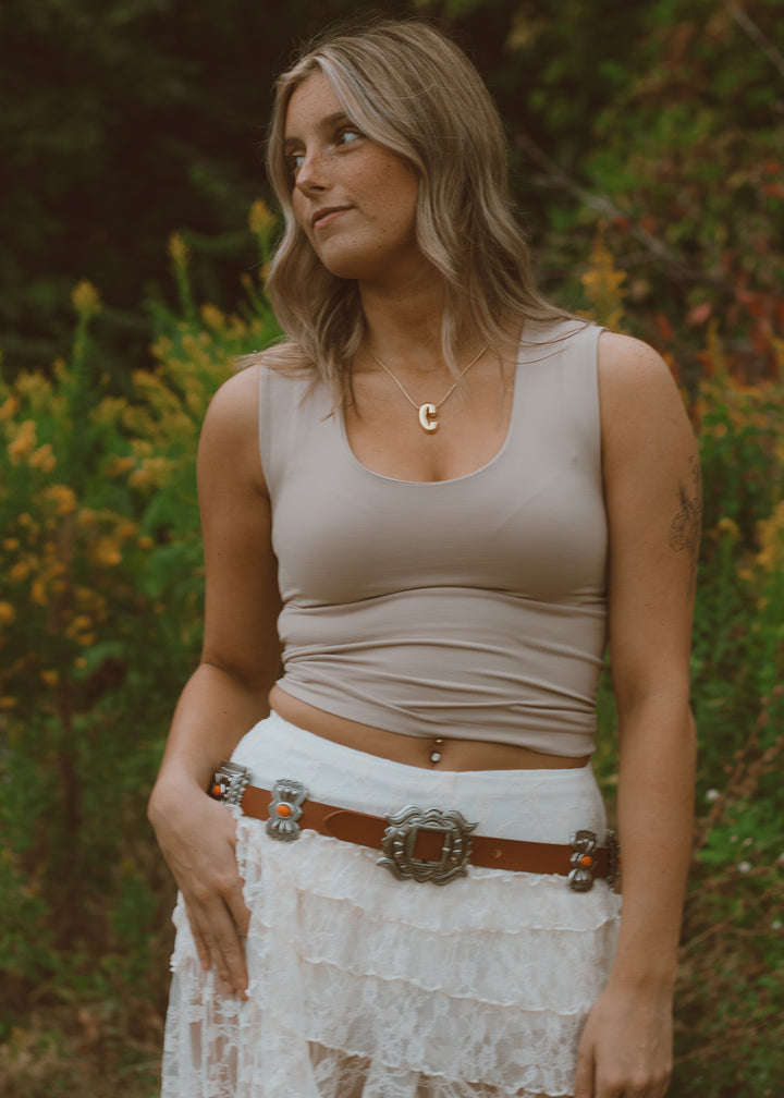 Taupe Double Layered Seamless Tank