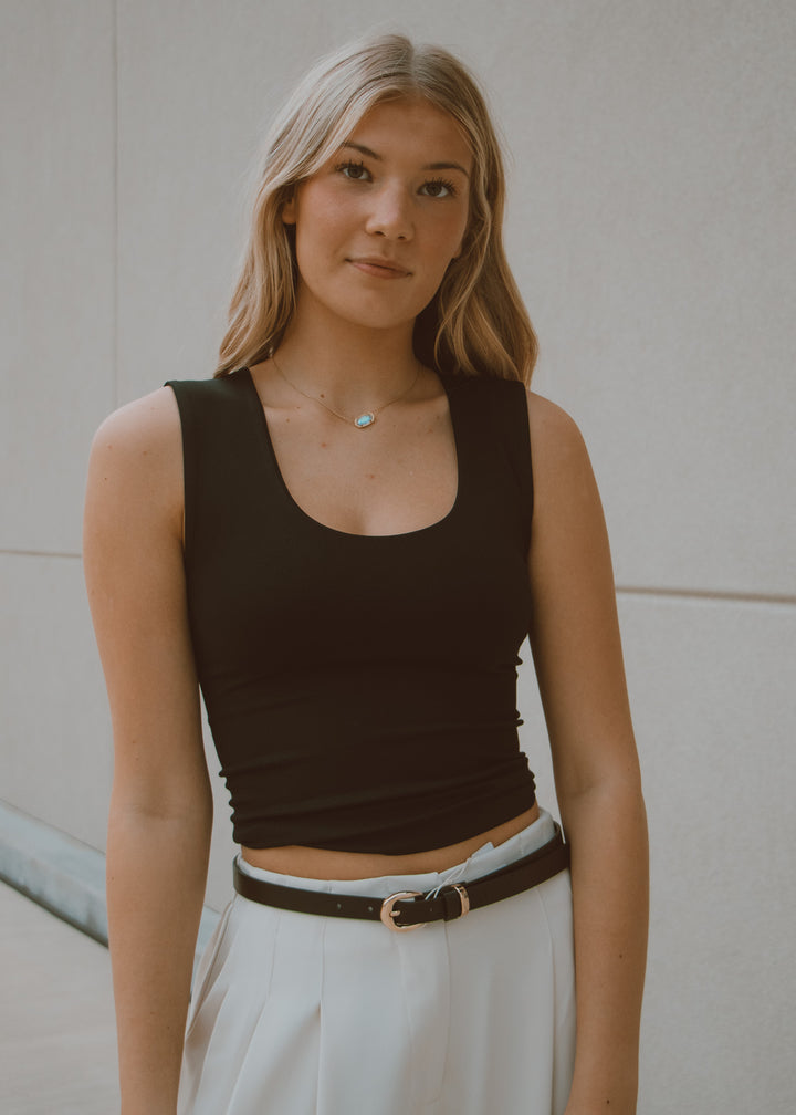 Black Double Layered Seamless Tank