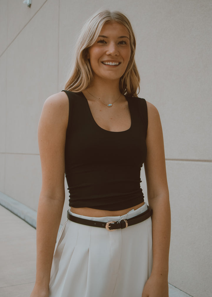 Black Double Layered Seamless Tank