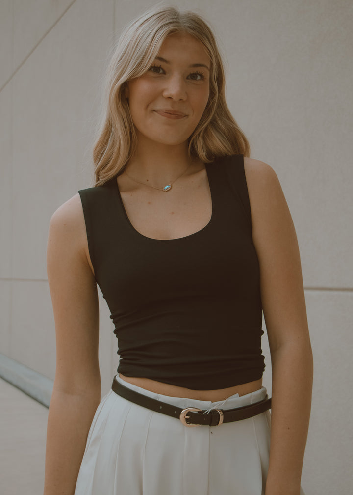 Black Double Layered Seamless Tank