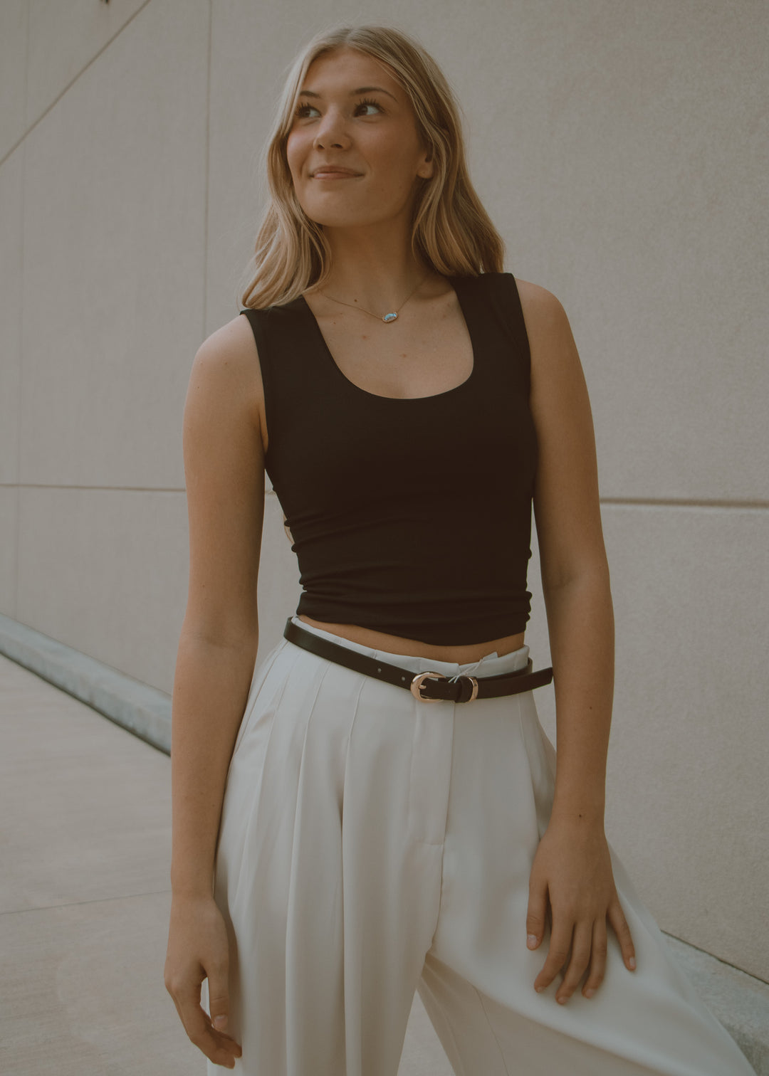 Black Double Layered Seamless Tank