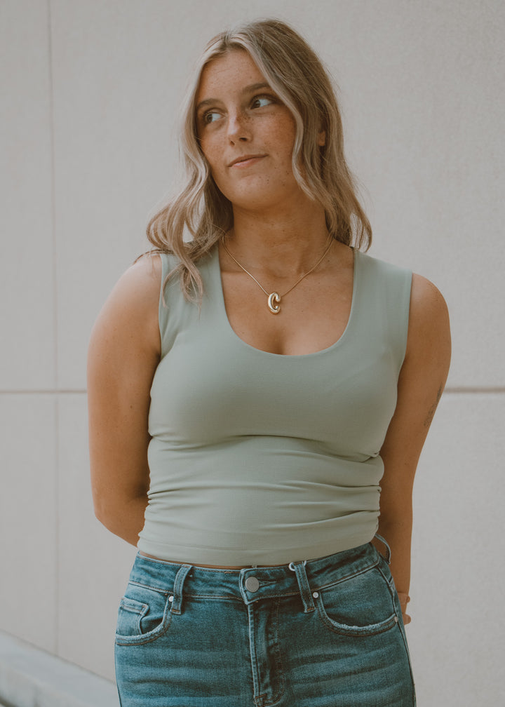 Green Tea Double Layered Seamless Tank