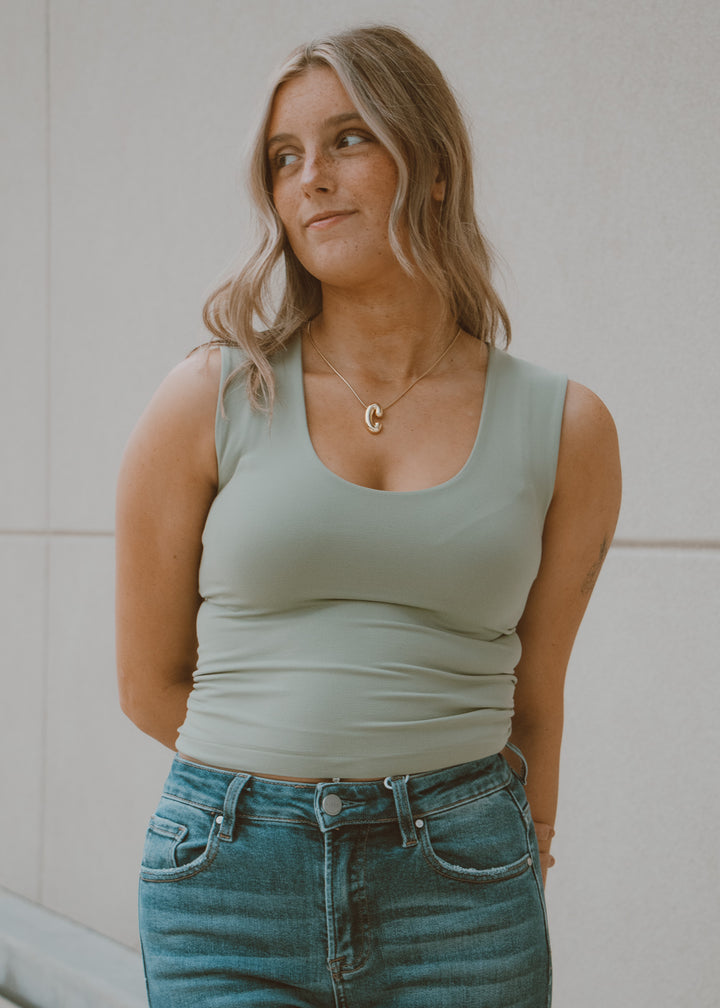 Green Tea Double Layered Seamless Tank