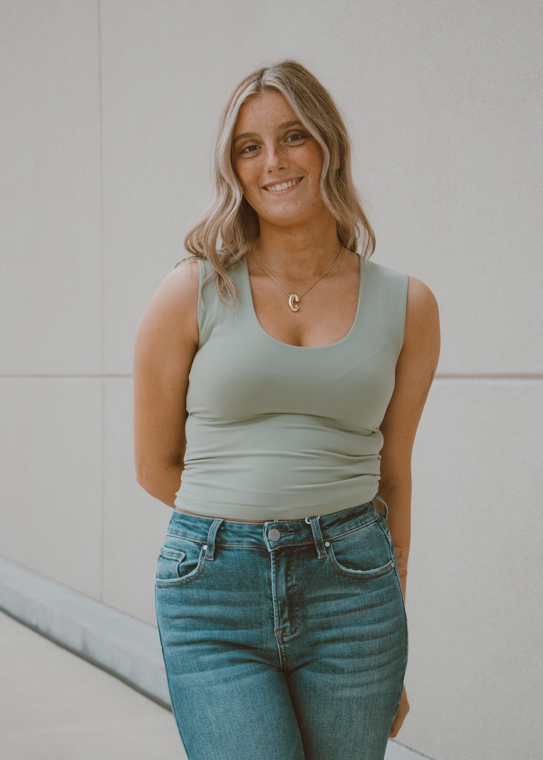 Green Tea Double Layered Seamless Tank