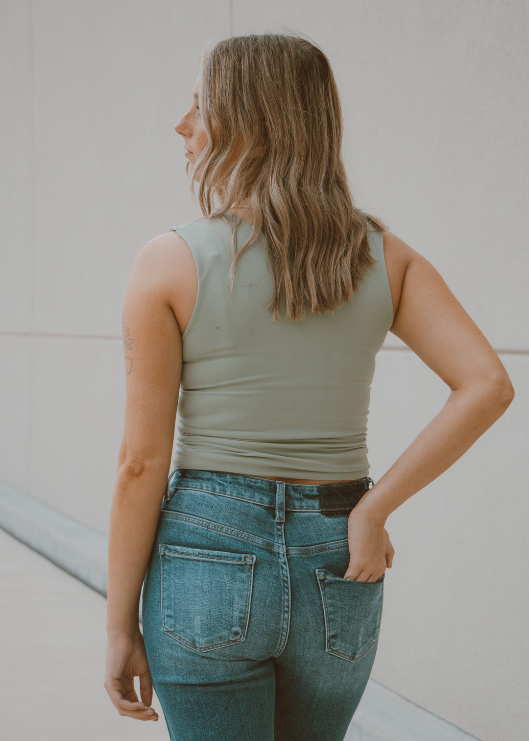 Green Tea Double Layered Seamless Tank