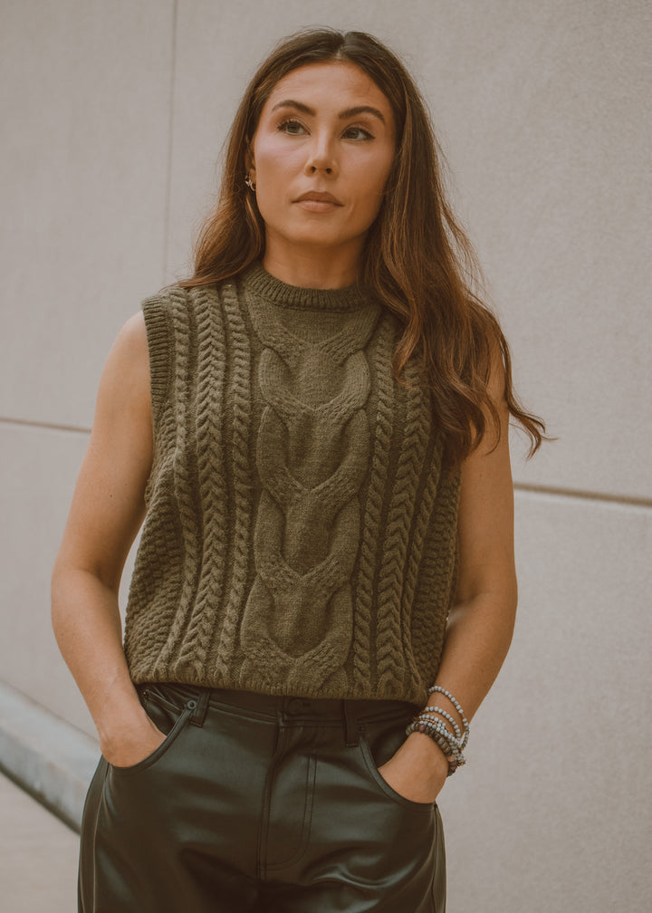 Fernhill Olive Sleeveless Sweater