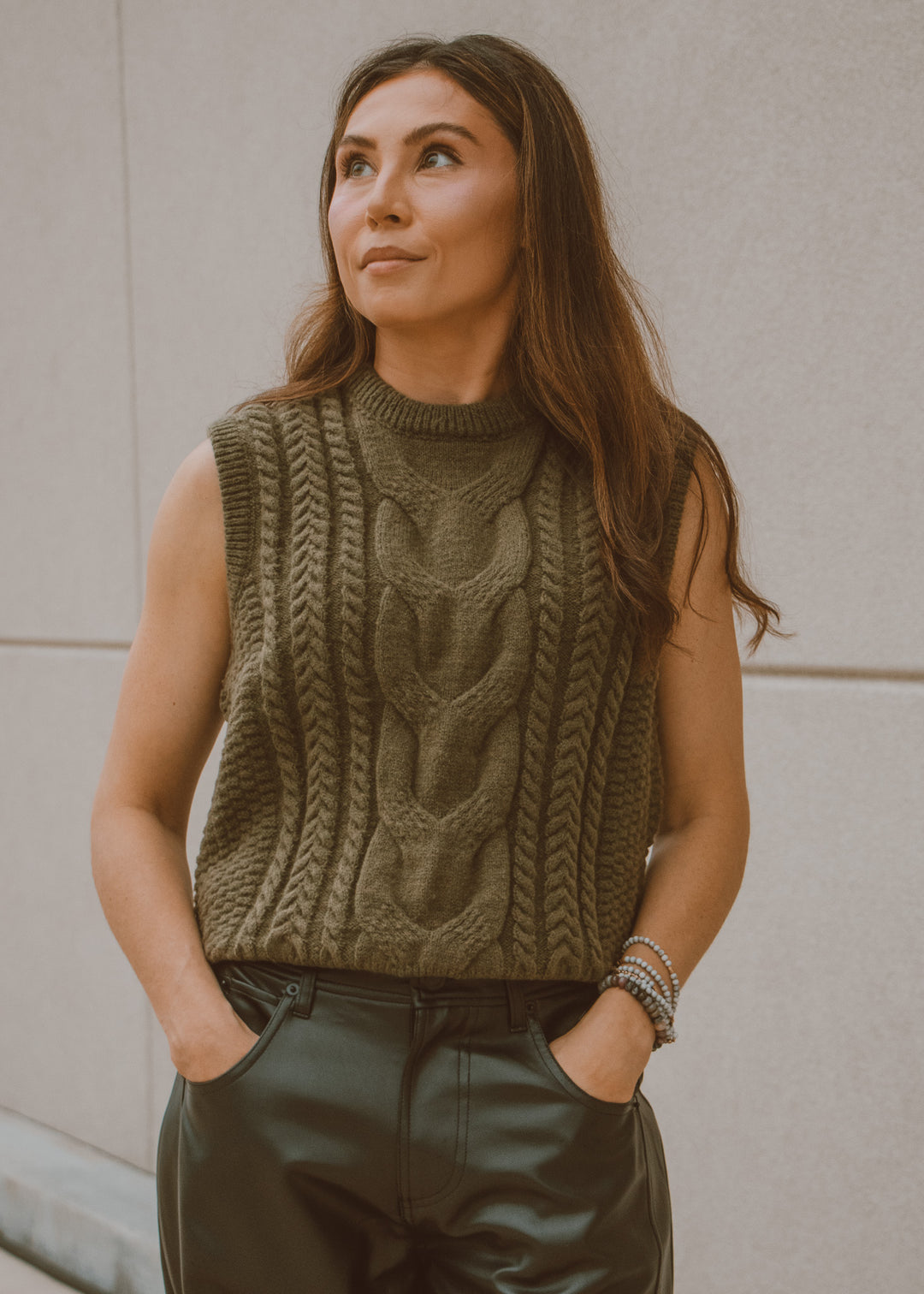 Fernhill Olive Sleeveless Sweater