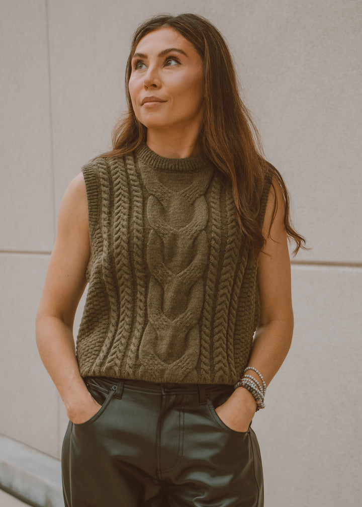 Fernhill Olive Sleeveless Sweater