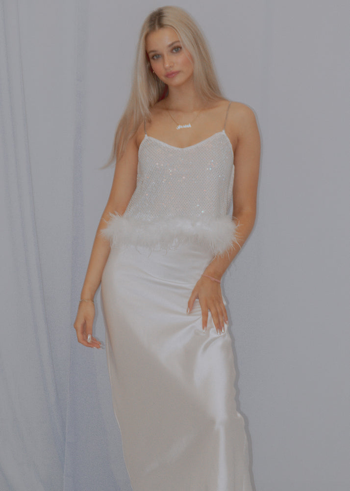 white satin skirt