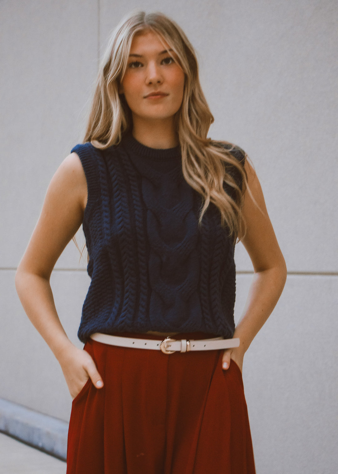 New Jersey Navy Knit Sweater Vest