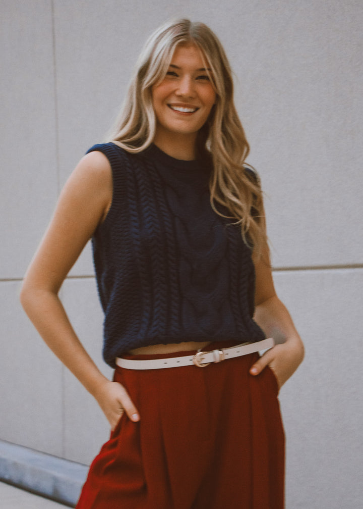 New Jersey Navy Knit Sweater Vest