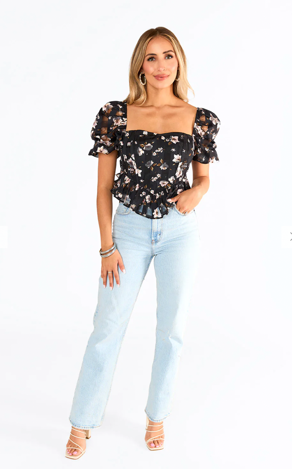 
            
                Load image into Gallery viewer, Chloe Bustier Floral Top
            
        