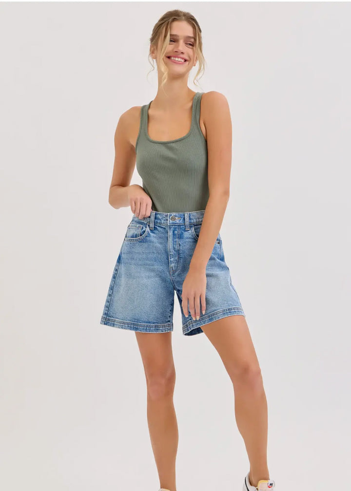 Harbor Walk Denim Midi Shorts