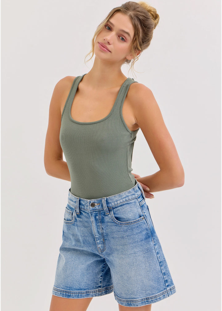 Harbor Walk Denim Midi Shorts