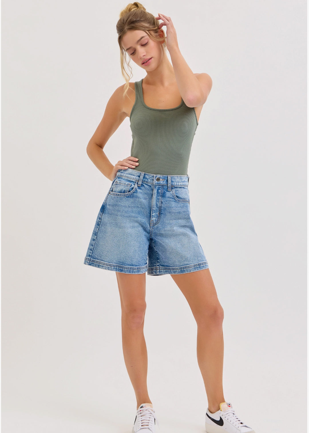 Harbor Walk Denim Midi Shorts