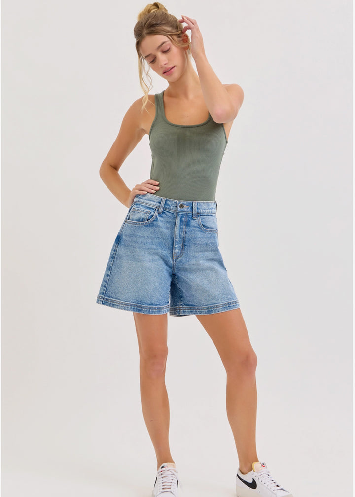 Harbor Walk Denim Midi Shorts