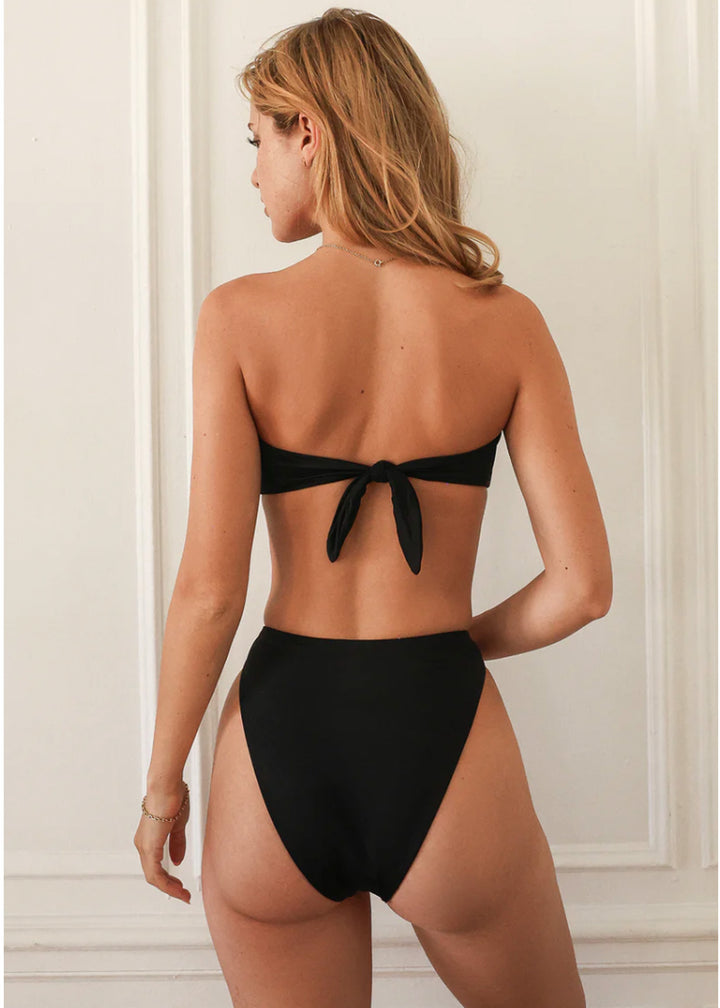 Seashore Black High Waist Cheeky Bikini Bottom