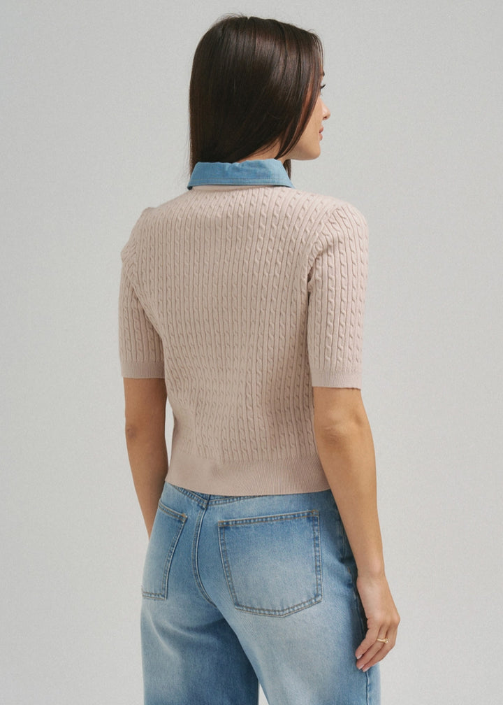 Dolores Denim Collar Cardigan