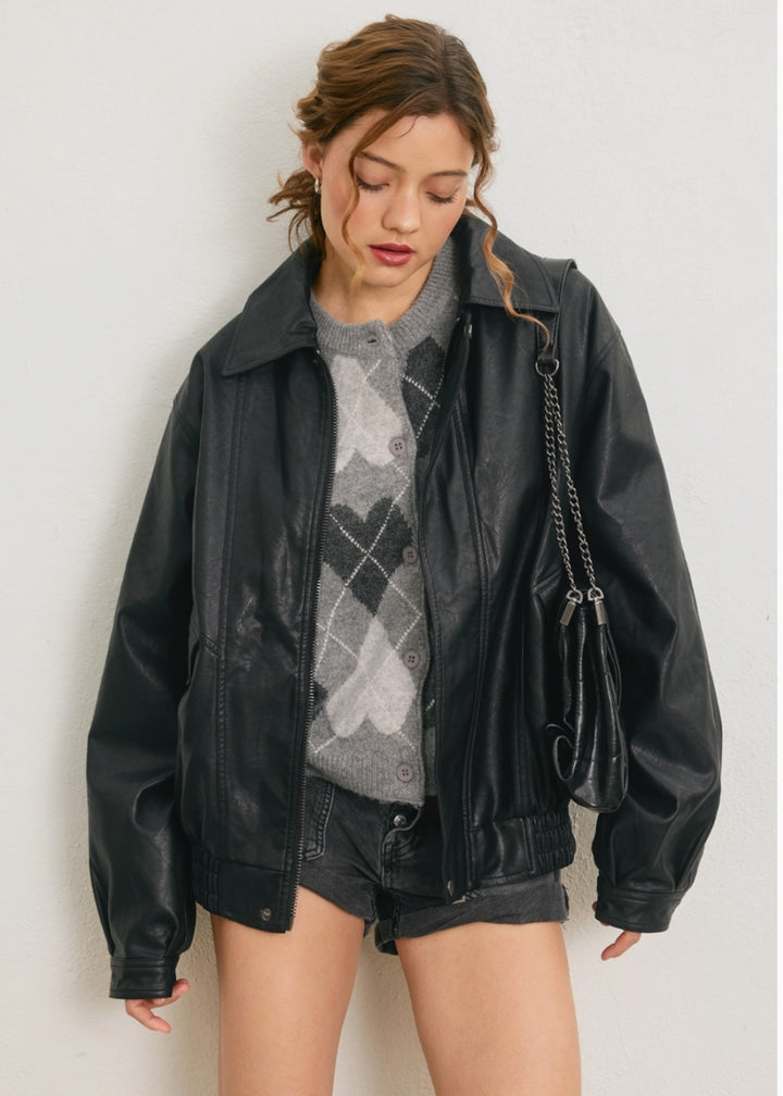 Black Biker Vegan Leather Jacket
