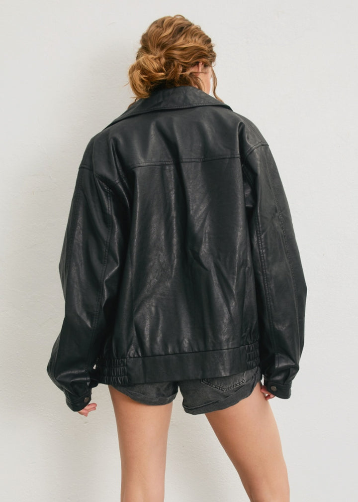 Black Biker Vegan Leather Jacket
