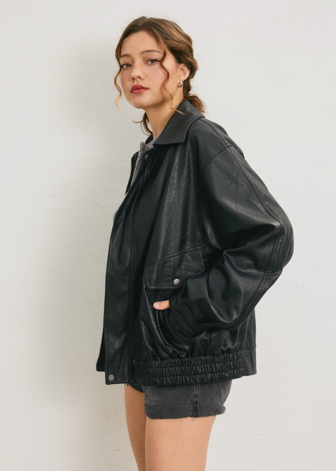 Black Biker Vegan Leather Jacket