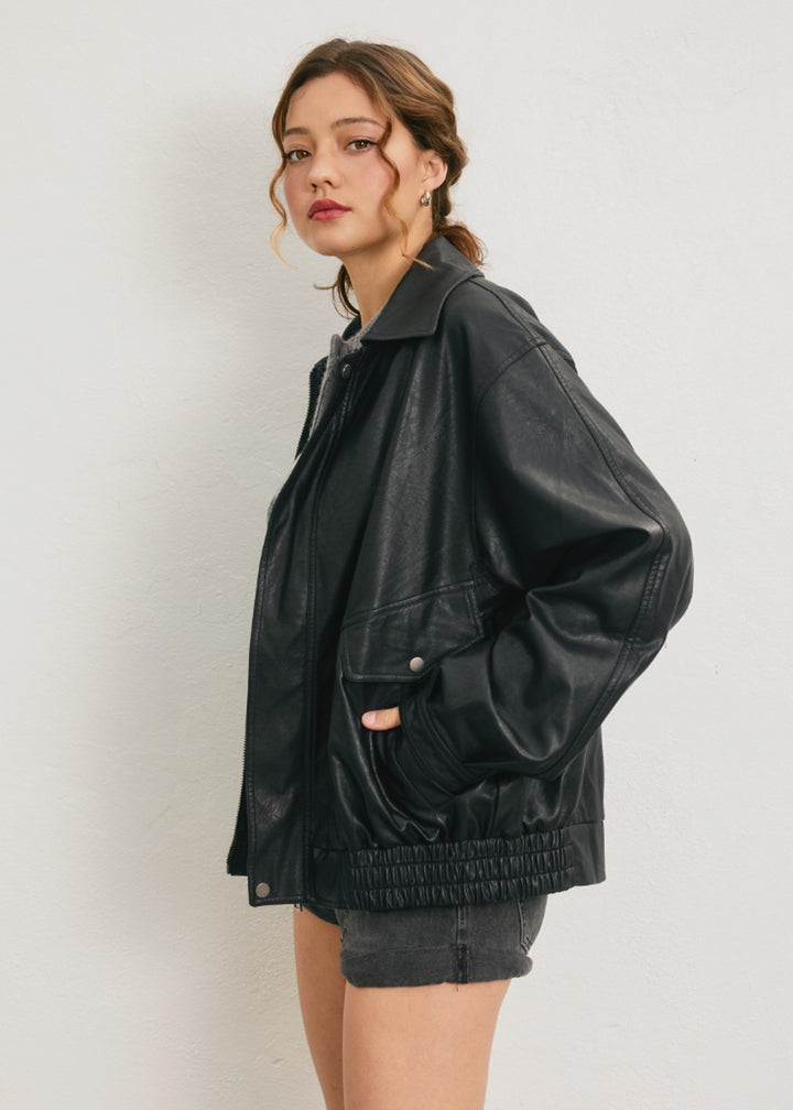 Black Biker Vegan Leather Jacket