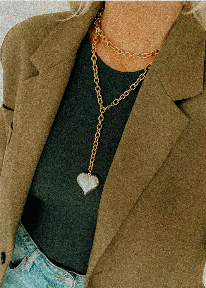 Two Tone Heart Necklace