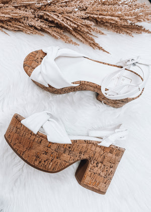 Jewel White Block Heel Sandal