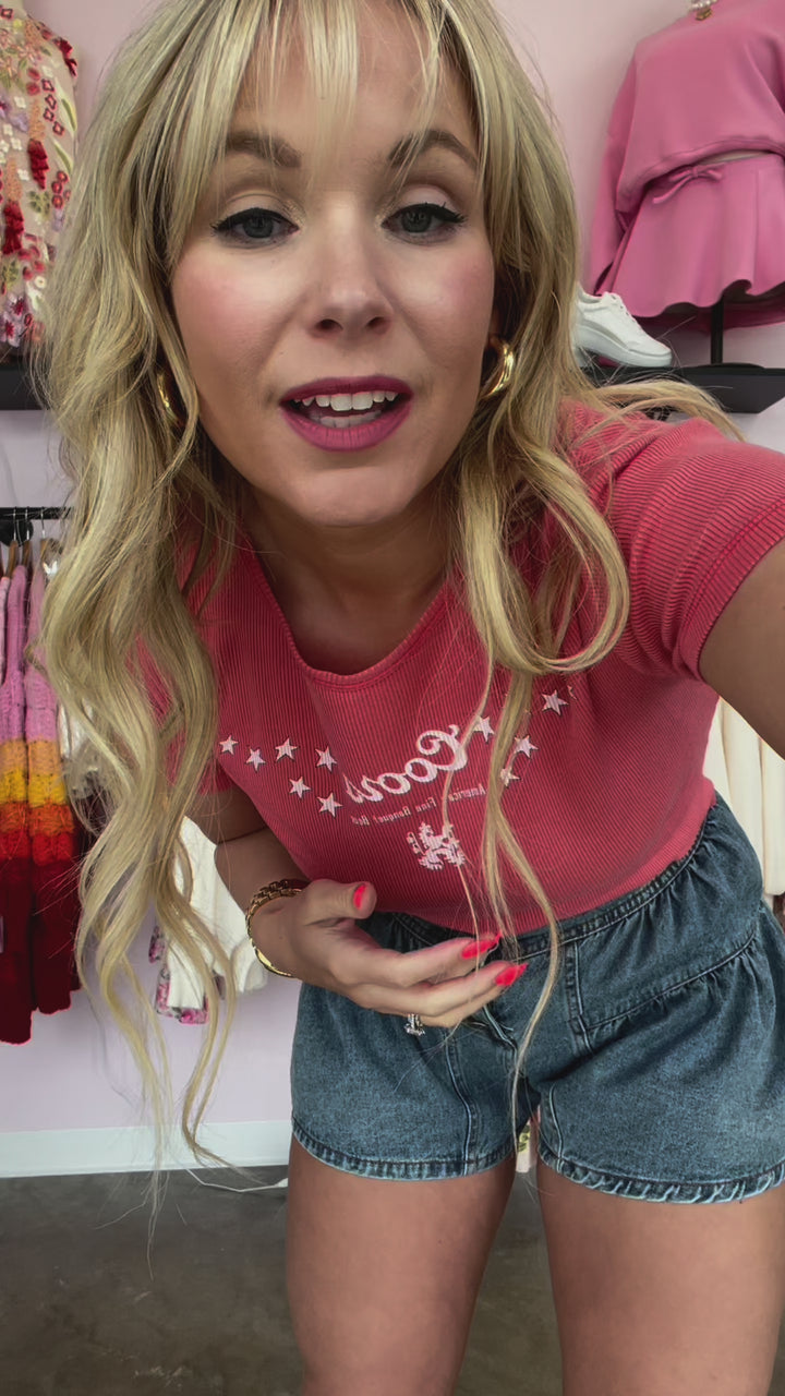 Coors Red Ribbed Baby Tee