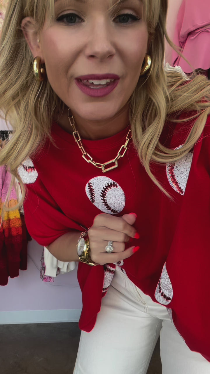 Stadium Nights Red Baseball Tee