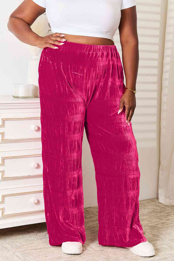 pink high waist velvet pants