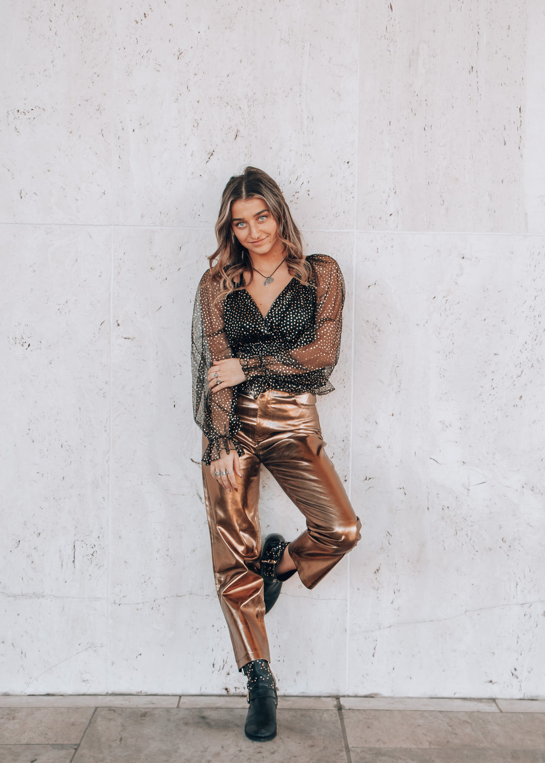 Travolta High-Rise Gold Metallic Pant