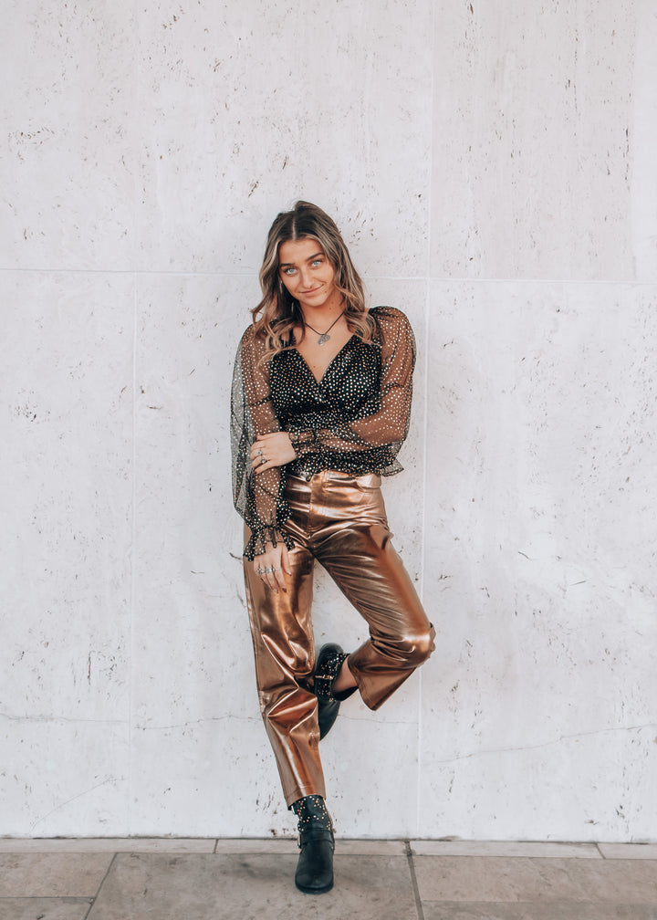 Travolta High-Rise Gold Metallic Pant