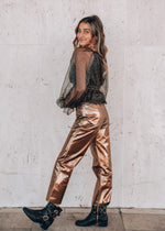 Travolta High-Rise Gold Metallic Pant