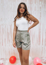 Business As Usual Olive Satin Short