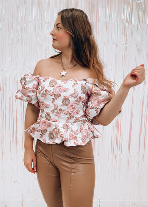 
            
                Load image into Gallery viewer, Feeling Fine Floral Peplum Top
            
        