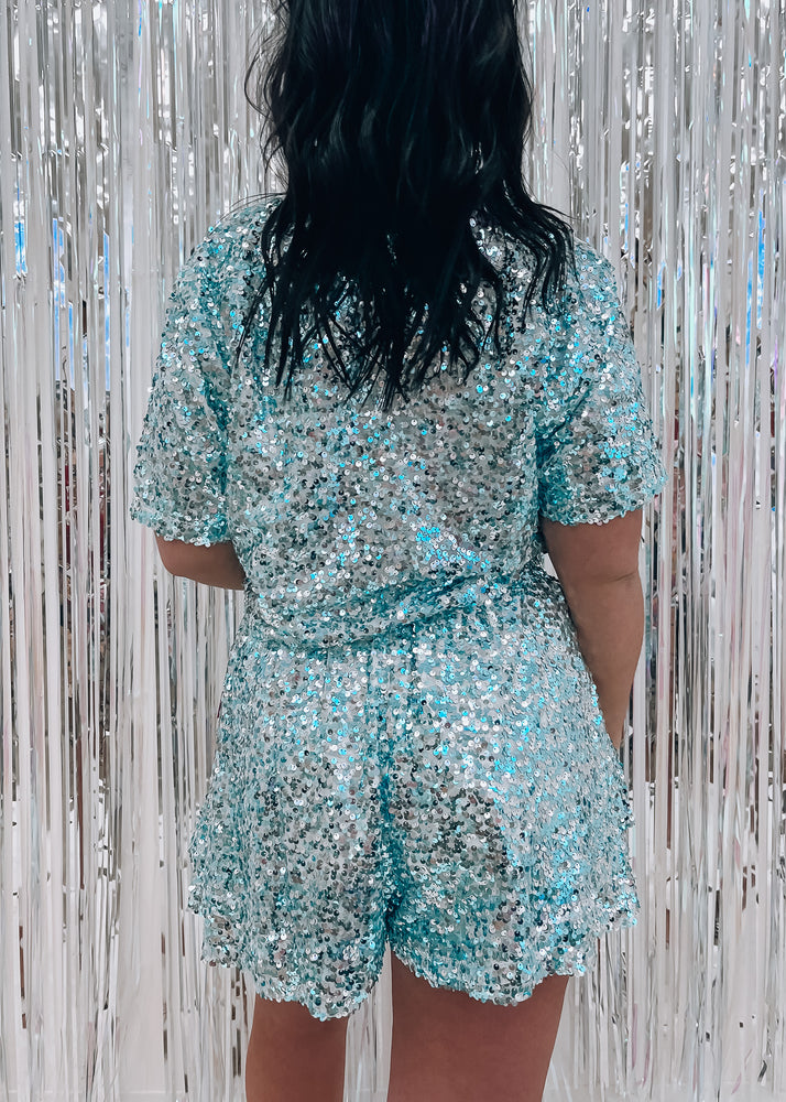 
            
                Load image into Gallery viewer, Laura Sequin Short Ice Blue
            
        