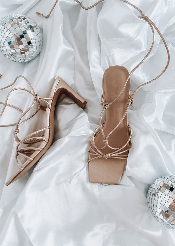 
            
                Load image into Gallery viewer, Yita Gold Strappy Heel
            
        